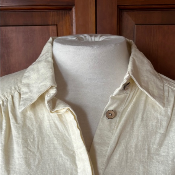 Cream Button Down Blouse with Puff Sleeves - Picture 8 of 8